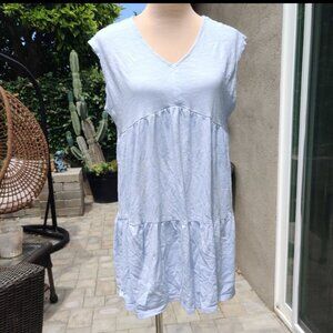 Social Standard by Sanctuary XL Blue Tiered Babydoll Dress V Neck Sleeveless
